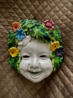 Vintage Italian Majolica mask handcrafted